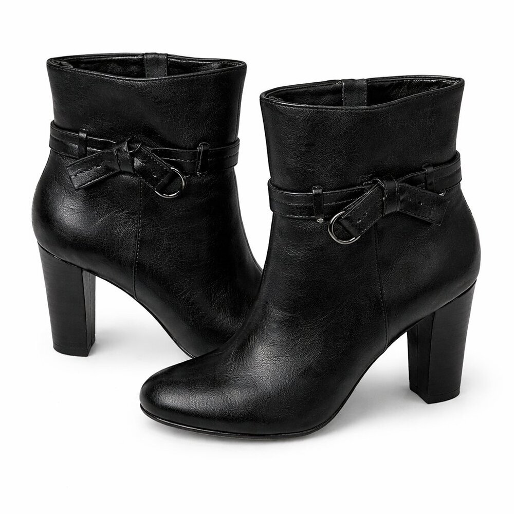 WHITE HOUSE BLACK MARKET Bailey Buckle Ankle Booties Heels Boots Shoes Size 7.5M